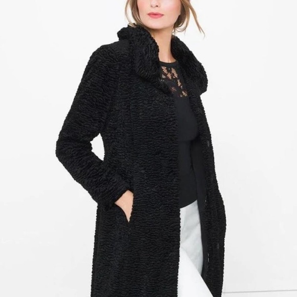 White House Black Market Jackets & Blazers - White House Black Market Persian Faux Fur Black Dress Coat